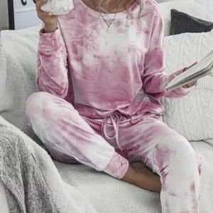 Pink Tie Dye Lounging Jogger Set